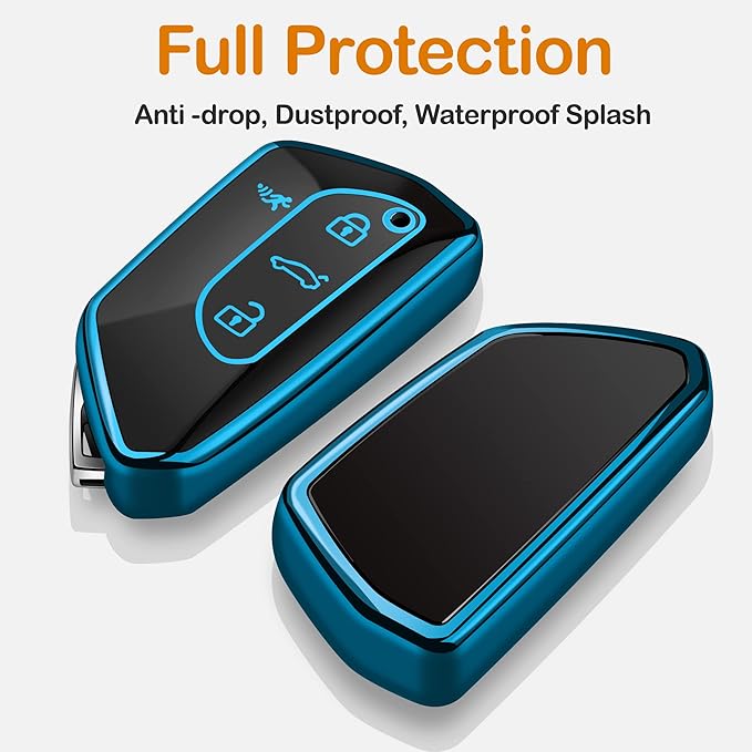 Sindeda for Volkswagen Key Fob Cover with Keychain Soft Full Protection Key Shell Key Case Compatible with VW MK8 Golf/GTI Skoda Octavia (Blue)