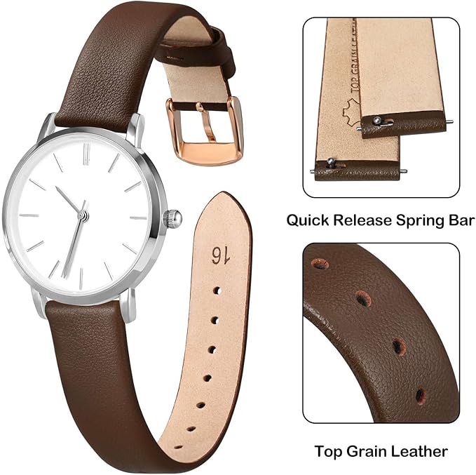ANNEFIT Watch Bands for Men Women, Top Grain Leather Watch Strap with Quick Release, Band Width 12mm 13mm 14mm 16mm 18mm 20mm 22mm