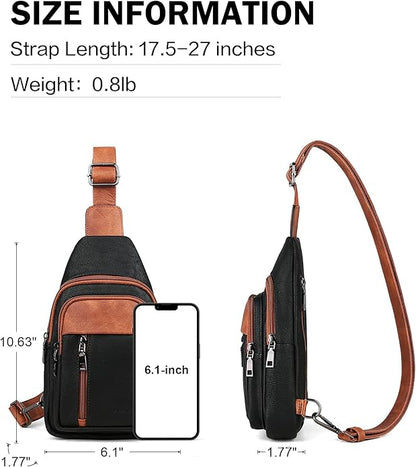 MASINTOR Sling Bag for Women - Crossbody Bags Fanny Pack with Vegan Leather - Adjustable Sling Backack for Travel