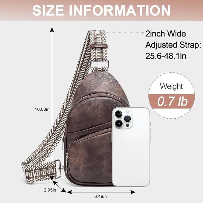 CLUCI Small Sling Bag for Women, Vegan Leather Fanny Pack Crossbody Bags for Women, Chest Bag With Guitar Strap