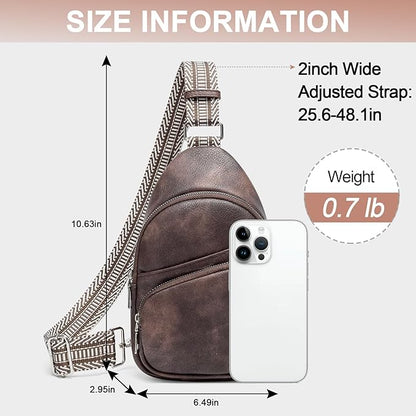 CLUCI Small Sling Bag for Women, Vegan Leather Fanny Pack Crossbody Bags for Women, Chest Bag With Guitar Strap