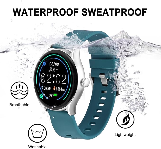 BISONSTRAP Silicone Watch Bands, Slim Watch Straps with Quick Release, 22mm, Cyan (Blue) with Silver Buckle