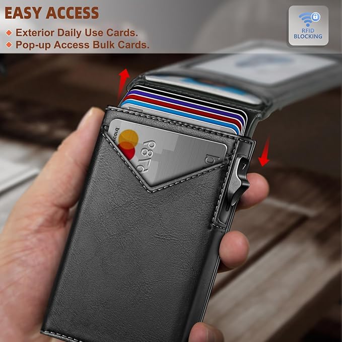 BULLIANT Men Wallet Gift Boxed,Slim Front Pocket Wallet Money Clip Card Holder 3.8"x2.7",Pop-up Access