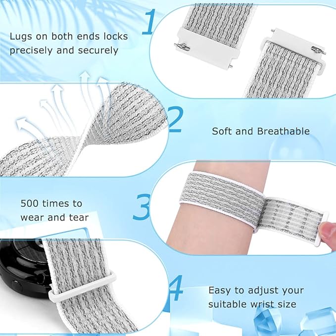 22mm Nylon Quick Release Watch Band Compatible with Samsung Galaxy Watch 3 45mm/Gear S3 Frontier/Garmin Venu 4 45mm/3 45mm/2/Vivoactive 4/Forerunner 570(47mm)/255/265/Amazfit Helio/Bip 6/5/Balance 2