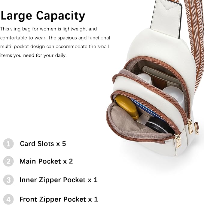 BOSTANTEN Small Sling Bag for Women Leather Crossbody Bags Fanny Pack Chest Bag for Travel