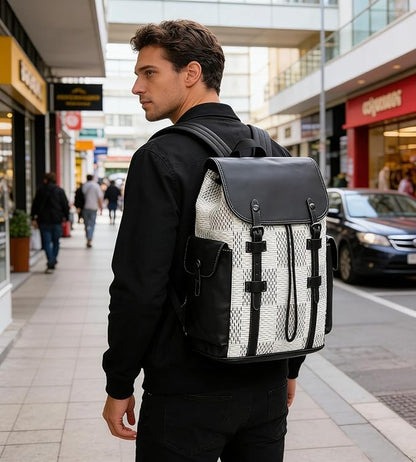 KingTo Laptop Backpack for Men Luxury Anti-Theft Travel Backpack Casual Business Waterproofing Computer Bag (B-White)
