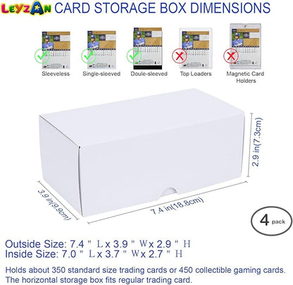 Trading-Card Storage Box, 4-Pack • 400 Count Corrugated Cardboard Storage Box with dividers & labels for TCG/Magic/Mtg Storage and Collection, Horizontal