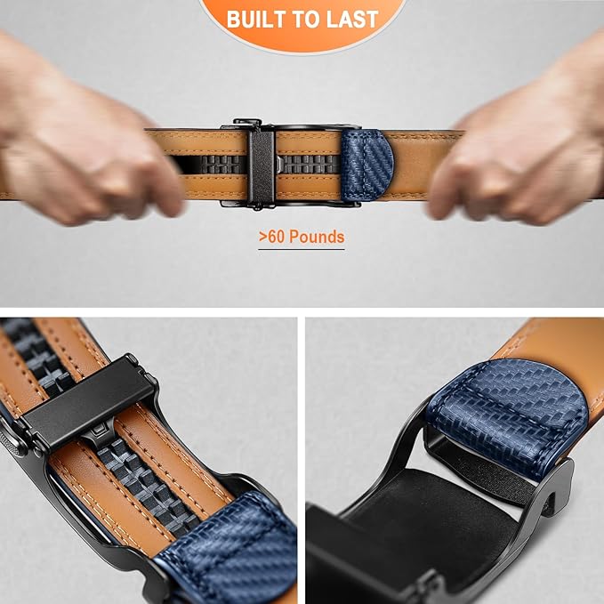 BULLIANT Men's Ratchet Belt Nontrimmable-Click Belt Adjustable for Men Gift Lightweight 1 3/8"