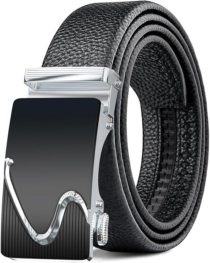 Men's Belt,Leather Ratchet Dress Belts with Sliding Adjustable Belts Dress Casual Jeans Comfort Trim to Fit