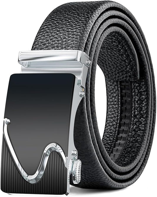 Men's Belt,Leather Ratchet Dress Belts with Sliding Adjustable Belts Dress Casual Jeans Comfort Trim to Fit