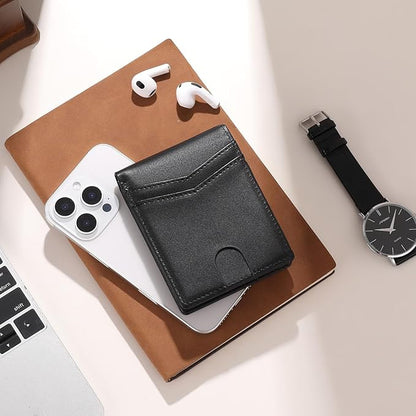 Leather Wallet for Men RFID Blocking Bifold Minimalist Pocket Men Wallet With 2 ID Window