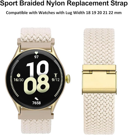WOCCI 16mm Braided Nylon Watch Band for Men and Women, Quick Release, Golden Stainless Steel Buckle (Starlight)