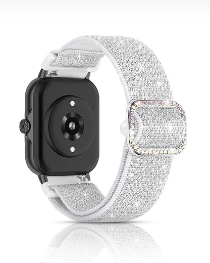 Sparkly Elastic Nylon Bands Compatible with Woneligo/Fitpolo Smart Watch IDW13, 22mm Stretchy Straps for TOOBUR IDW19/ENOMIR IDW19/MILOUZ IDW19/Gydom IDW19/Faweio IDW19/Hoowel IDW19/Amzhero IDW19/Tensky IDW19/WNH IDW19 Smart Watch Glitter Bands for Women
