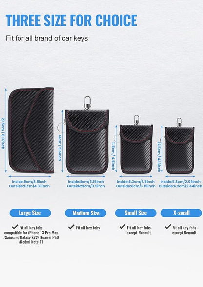 Lanpard Faraday Bag for Key Fob(2 Pack), Faraday Cage Protector, Car RFID Signal Blocking Key Fob Protector, Double-Layers of Shielding Carbon Fiber Material Anti-Theft Faraday Pouch