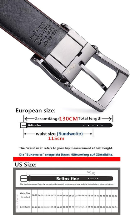 Belts for Men Reversible Leather 1.25” Waist Strap Fashion Dress Buckle Beltox