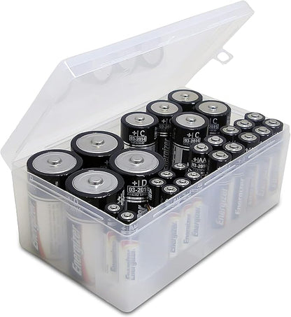 Massca Battery Storage Organizer Pack of 2 - Our Battery Organizer Stores AAA, AA, C and D size. Holds up to 34 batteries Per Pack of our Battery Case Multi Purpose battery holder