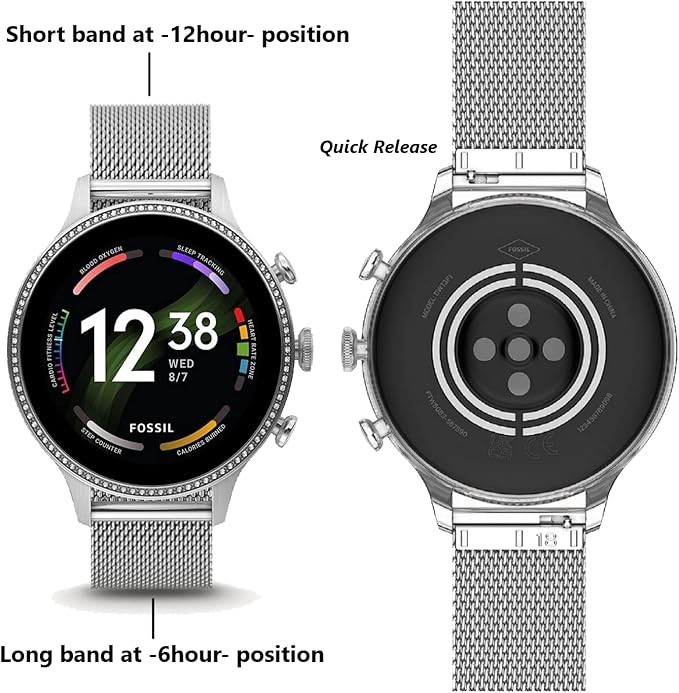 Moran Stainless Steel Mesh Watch Band 20mm Quick Release Silver Replacement Metal Strap 18mm 20mm 22mm Compatible for Samsung Galaxy Watch 6 Band Classic 43mm 47mm 40mm 44mm (Silver, 20mm)