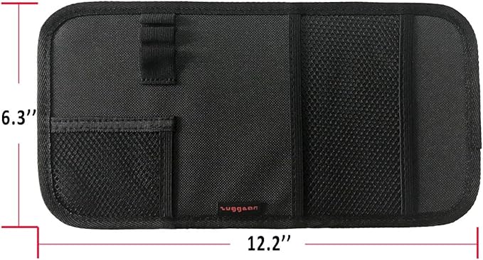 ZugGear Car Sun Visor Organizer, Auto Visor Holder Interior Accessories Pocket Organizer - Car Registration Holder Document Storage Pouch Pen Holder - Black