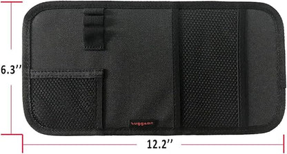 ZugGear Car Sun Visor Organizer, Auto Visor Holder Interior Accessories Pocket Organizer - Car Registration Holder Document Storage Pouch Pen Holder - Black