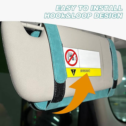 BESULEN Bling Car Sun Visor Organizer, Multi-Pocket Crystal Rhinestone Leather Vehicle Sunvisor Storage Pouch, Sparkling Diamond Auto Sunshade Eyeglasses Card Pen Holder, Universal Fit (Blue)