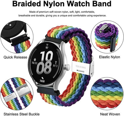 WOCCI 18mm Braided Nylon Watch Band for Men and Women, Quick Release, Silver Stainless Steel Buckle (Multicolor)