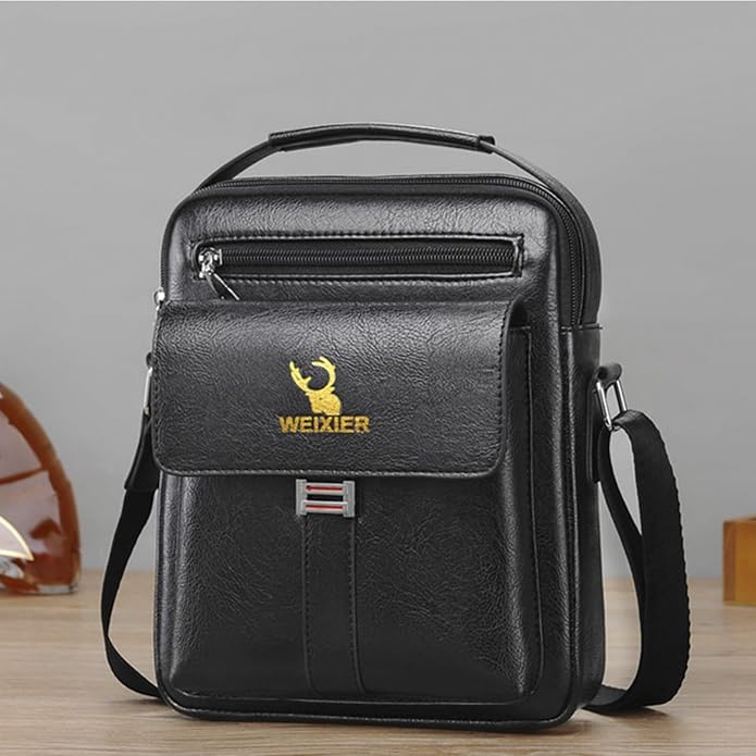 Messenger Bag for Men Crossbody Shoulder Purse Small Vintage PU Leather Satchel Pouch Side Crossover Handbag