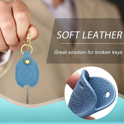 Leather Key Sleeve for Broken Key, Car Key Cover, Key Loop Replacment, Key Fod Protector Keychain for Women/Men