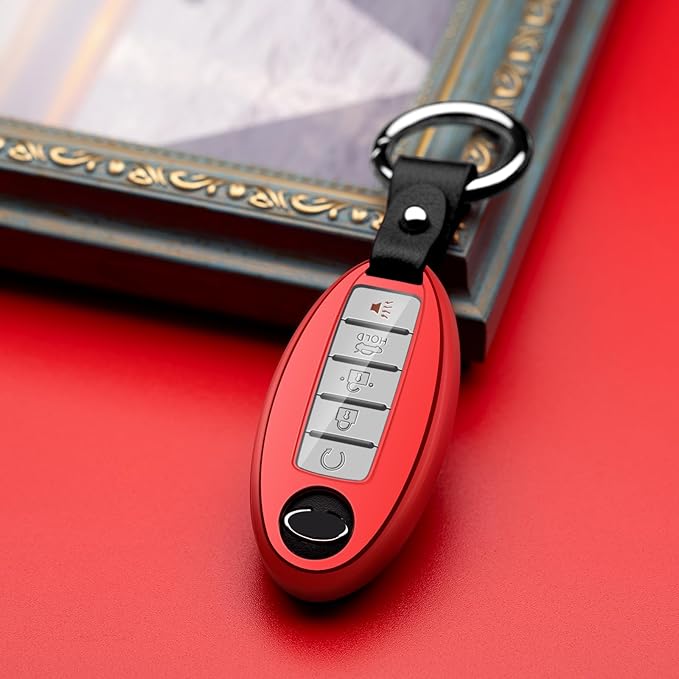Compatible with Nissan Key Fob Cover Altima Maxima Rogue Armada Pathfinder Compatible with Infiniti Key Fob Cover Red TPU Protector Car Key Chain Holder Case Accessories