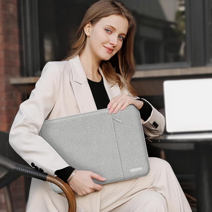 MOSISO Laptop Case 16 inch, 15-15.6 inch Laptop Sleeve Compatible with MacBook Pro 16 M5 M4 M3 M2 M1, HP Acer Dell Lenovo ASUS, Polyester Vertical Computer Sleeve Bag with Pocket, Gray