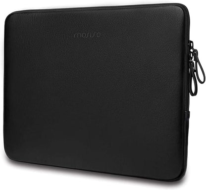 MOSISO Laptop Sleeve Bag 16 inch Compatible with MacBook Air 15 inch 2026-2023 M4 M3 M2/Pro 16 inch 2026-2019 M4 M3 M2 M1, 15-15.6 inch Notebook, PU Leather Padded Bag Waterproof Case, Black