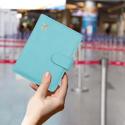 Melsbrinna Premium Leather Passport Holder Covers Case, Waterproof Rfid Blocking Travel Wallet Passport Holder with Pen Holder, Cute Passport Book for Women/Men