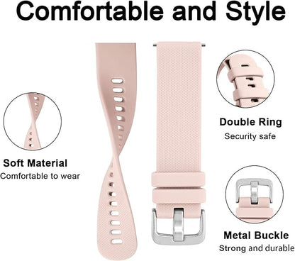 GEAK Compatible with Garmin Vivoactive 5 Watch Bands/Garmin Vivoactive 3 Watch Bands,20mm Silicone Band for Vivoactive 3 Music/Vivomove Sport,Forerunner 645/245 Music Smartwatch Women Men Sand Pink