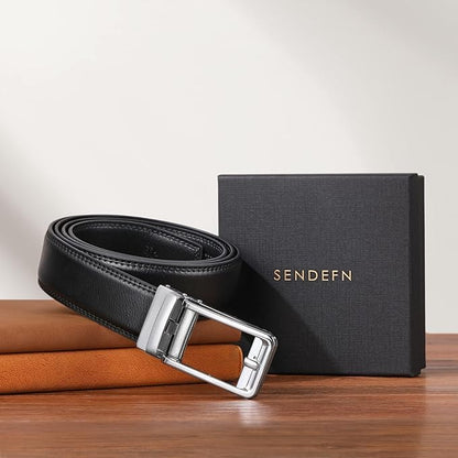 SENDEFN Men's Leather Dress Casual Belt 1 3/8" Automatic Adjustable Click Buckle Belts with Gift Box