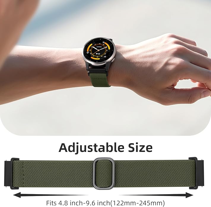 DaQin 3 Pack Nylon Watch Bands Compatible with 16mm 18mm 20mm 22mm Quick Release Watch Band, Adjustable Soft Stretchy Solo Loop Strap Elastic Braided Relacement Wristband for Men Women
