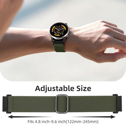 DaQin 3 Pack Nylon Watch Bands Compatible with 16mm 18mm 20mm 22mm Quick Release Watch Band, Adjustable Soft Stretchy Solo Loop Strap Elastic Braided Relacement Wristband for Men Women