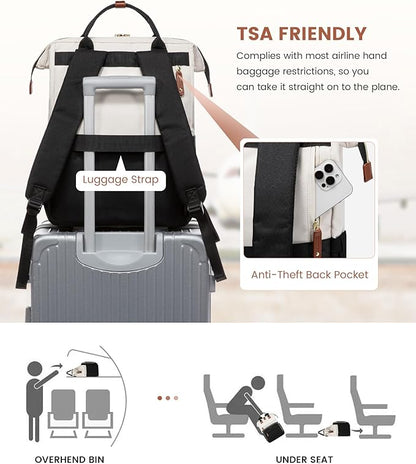 LOVEVOOK Laptop Backpack for Women, 17.3'' Waterproof Nurse Bag Teacher Work Backpack Purse for Women, Travel Computer Backpack for College Office Business Ladies