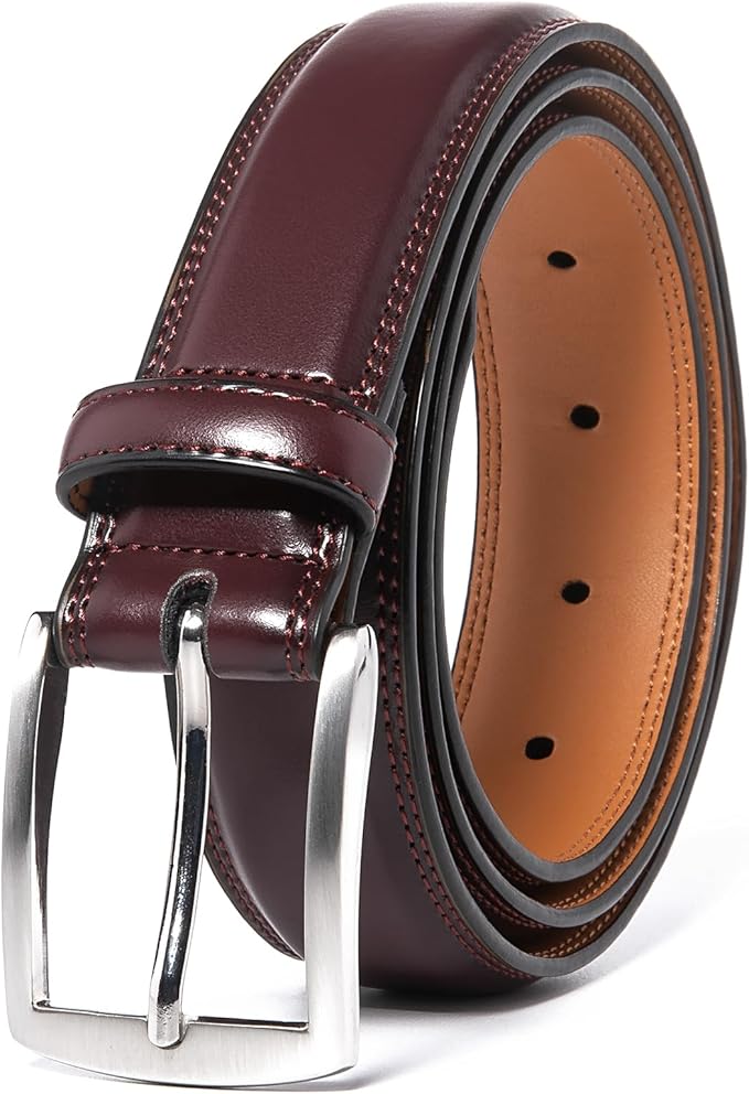 Mens Genuine Leather Dress Belt for Men, Handmade, 100% Cow Leather,Classic Casual and Business Belt Prong Buckle