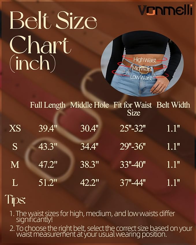 VONMELLI Faux Women's Suede Belt for Jeans Dresses Ladies Leather Belt with Vintage Gold Buckle