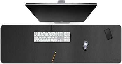 Cacoy PU Leather Desk Pad, 55" x 16" Computer Desk Writing Mat for Office and Home, Large Gaming Keyboard Mouse Pad (Black)