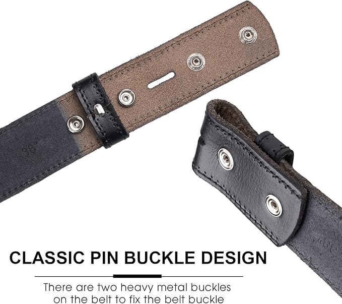 HJones Western Belts for Men without Buckle,Cowboy Belt Buckles for Men,1.5" Wide Genuine Leather Belt No Buckle