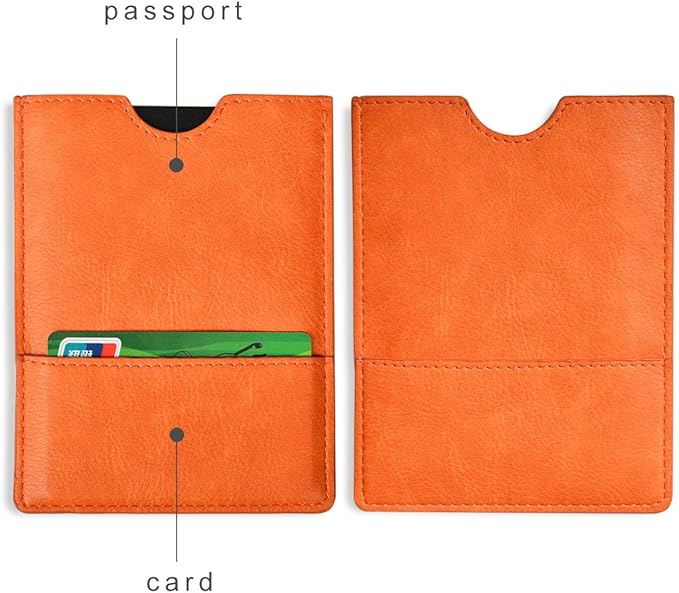 XEYOU Passport Holder Cover - Ultra Slim Premium Vegan Leather Travel Wallet Case Cover (Orange)
