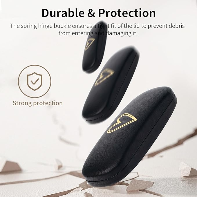 Glasses Case Hard Shell, Leather Protective Case for Sunglasses with Cleaning Cloth, Cute Eyeglass Cases for Women