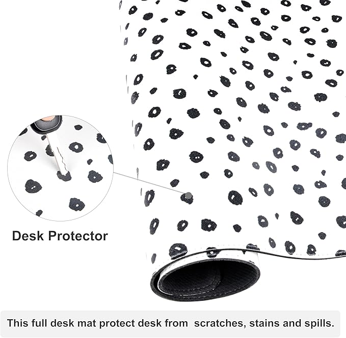 Colorful Star Boho Desk Mat, XXL Mouse Pad Desk Pad Boho Desk Accessories for Women Office Decor, Non-Slip Rubber Base Waterproof Leather Computer Desk Mat, Polka Dot Gaming Mousepad, 31.5" x15.7"