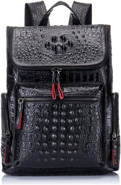 boshiho Real Leather Laptop Backpack Fashion Travel Bag Daypack for Men, Crocodile Pattern (S)