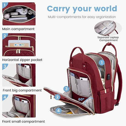LOVEVOOK Laptop Backpack for Women with Laptop Compartment, Water Resistant Travel Work Backpacks Purse Stylish College Business Teacher Nurse Computer Bag, Fits 15.6" Laptop