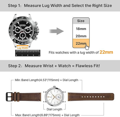 Fullmosa 18mm 20mm 22mm 24mm Leather Watch Bands, 2 Pack Soft Quick Release Watch Strap Compatible with Garmin Vivoactive 5/6/4/3, Venu 4/3S/2S, Samsung Galaxy Fossil Amazfit for Men Women,22mm Saddle Brown&Black/Black&Black