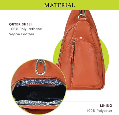 MMS Brands Antik Kraft Tasha Crossbody Sling | Vegan Leather Crossbody Bag for Women with 16-20" Strap | Sling Bags for Women