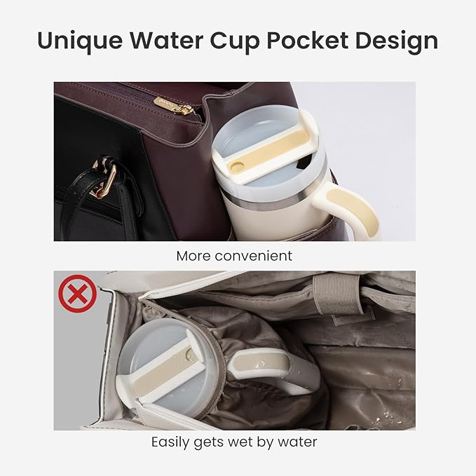 LOVEVOOK Laptop Tote Bag for Women With Large Cup Holder, Leather Work Tote Bag for Women,15.6 Inch Professional Computer Briefcase Business Teacher Commuter Shoulder Bag,Office Travel Gift