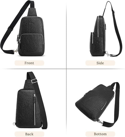 S-ZONE Sling Bag for Men Women RFID Blocking Genuine Leather Crossbody Shoulder Bag Backpack Hiking Daypack Travel | RFID Blocking, Genuine Leather, Hiking Daypack, Travel