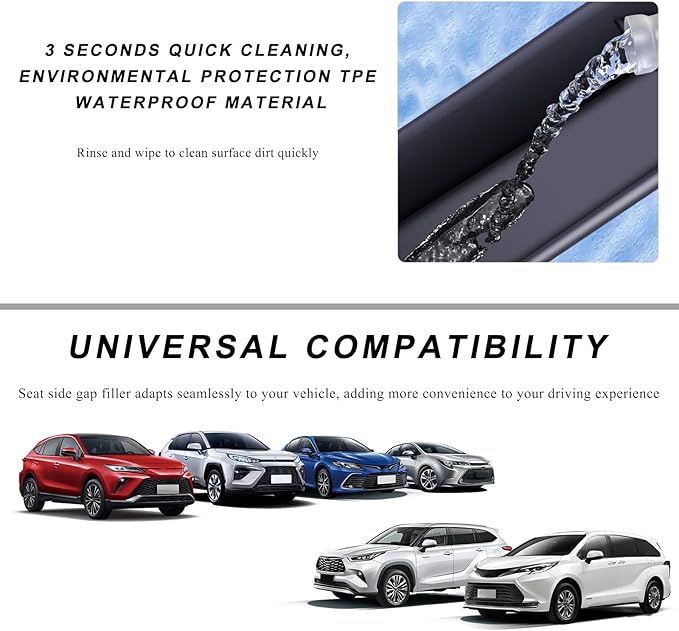 2PCS Car Seat Gap Filler Organizer, Multifunctional Seat Side Gap Filler with Phone Holder, Auto Crevice Blocker Between Seats for Prevent Essential Items from Falling (Black)